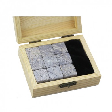 High quantity 9 pcs of Whiskey Stones Gift Set in wood box Great Father’s Day Gift