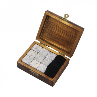 Promotion Gift Customized Engraved 9 pcs of Whisky Stones Souvenir Chilling Whiskey Stones Bar Accessories  Whiskey Stones Velvet Bag
