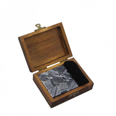 Antiquity Wood Grain 9 pcs of Whisky Stones Souvenir Chilling Whiskey Stones Bar Accessories  Whiskey Stones Velvet Bag