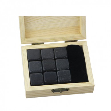 Log colour popular chilling stone kit 9 pcs of p[olish Mongolia Black Whisky Stones Rocks Whiskey Wine Tea Drink Cooler Cooling Ice Cube Reusable ice cubes for drinks