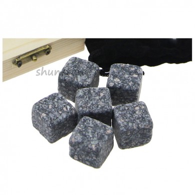 9 pcs of whiskey rocks Promotion Liquor and Wine Cooler Black Rocks Chilling Stones Whiskey Ice Stones Granite Gift Set