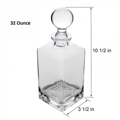 Wine Liquor and Whiskey Decanter with Glass Stopper 32 Oz