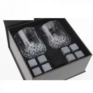 Enfriador de vi Accessoris de bar Tipus Característiques Elegant Whisky Stone Set en estoig de regal de fusta de pi