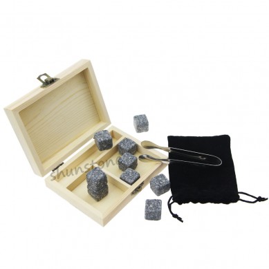 9 likhomphutha ya chesang Whiskey Rock Stones Behantsha le Ice matlao Bestselling 9pcs Whiskey Stones Gift Set tloha SHUNSTONE