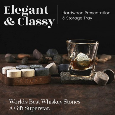 reused ice rock cube stone round shape whiskeys stone with coffee bean gift box set