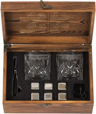 Eco-friendly and high end whiskey stone Set with metal box