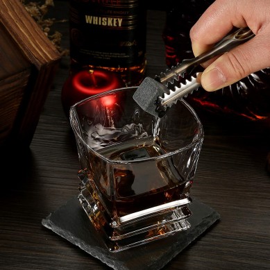 ឈុតកាដូស្រាវីស្គី Cooling Stone Whiskey Glasses Ice Cube Set with stone coaster