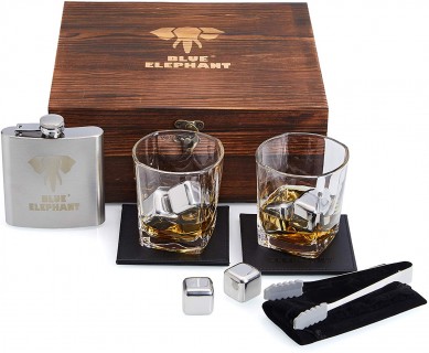 Whiskey Stones Gift Set Chilling Stones Whisky Glasses Tongs Coasters in Elegant Gift Box