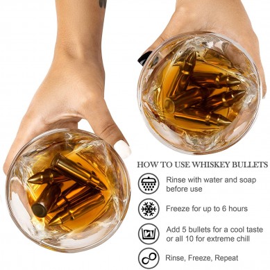 Premium Whiskey Stones Bullets Chilling Stainless Steel Whiskey Rocks twisted Whiskey Glasses