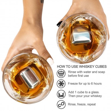 Premium Whiskey Stones Gift Set for Men Stainless Steel Whiskey Rocks Twisted Whiskey Glasses
