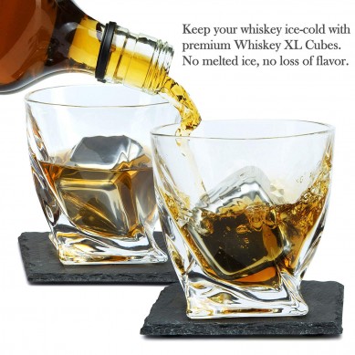 Premium Whiskey Stones Gift Set untuk Pria Stainless Steel Whiskey Rocks Twisted Whiskey Glasses