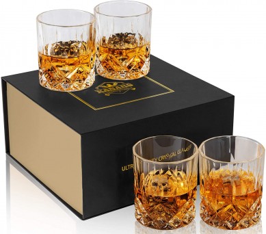 Whiskey glass set of 4 Old Fashioned Drinking Glassware lead free wine glass by gift box