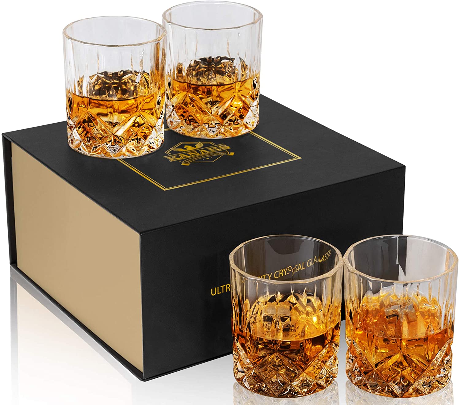 OEM manufacturer Whisky Ice Cube - Whiskey glass set of 4 Old Fashioned Drinking Glassware lead free wine glass by gift box  – Shunstone