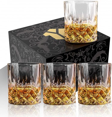 wholesale vasos de whisky, vasos de vino de moda antigua, juego de regalo con una elegante caja de regalo