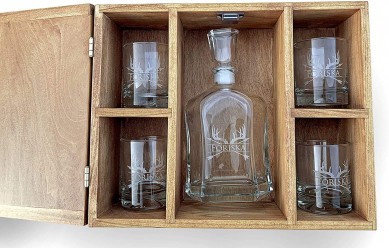 Pro lasher customized logo in wine bottle whiskey decanter and wine glass by luxury wooden box