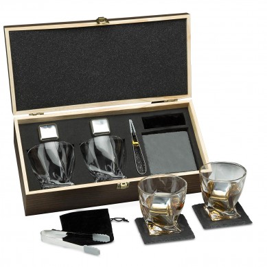 Ensemble-cadeau de pierres de whisky de qualité supérieure pour hommes Verres à whisky torsadés en acier inoxydable Whisky Rocks