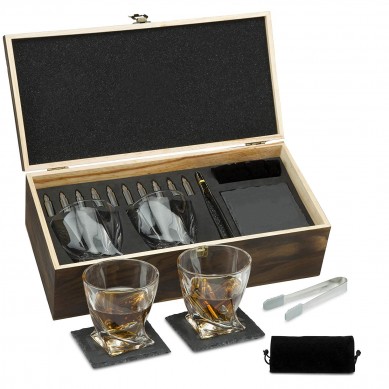 Top Quality Wine Glass - Wholesale Discount Whiskey Stones Gift Set Granite Chilling Rocks Crystal Shot Glasses In Wooden Box – Shunstone