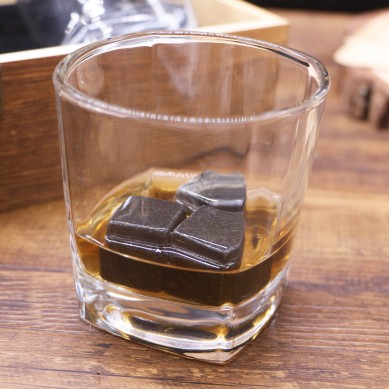 Amazon top seller Square Whiskey Glass gift set including whiskey stone in wooden gift box for men