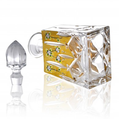 Hot Seller Luxury High Quality Crystal Glass Wine Decanter Modern Glassware Enamel Flower Whiskey Glass And Bottle Set