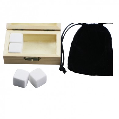 4 pcs of Pearl White  Drinking Stones with High Quality Chilling Stones Whiskey Stones With Wooden Box