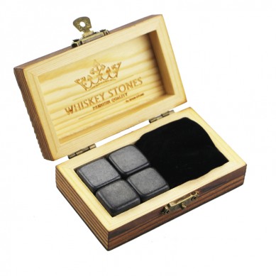 Low cost and high quantity Mongolia Black stones Small and Cheap Whiskey Stones Gift Set with 4pcs of Cinderella Stones and 1 pcs of Velvet Bag small stone gift set