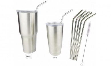 Kleurvolle Stainless strooi met Bag Gold Wide Stainless Steel Straw