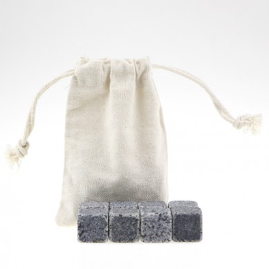 Cubitos de hielo reutilizables de piedra de whisky gris de alta calidad con bolsa de algodón
