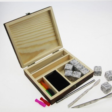Top selling 9 pcs of whisky stone Customized ceramic whiskey ice cube stainless steel straw and tong