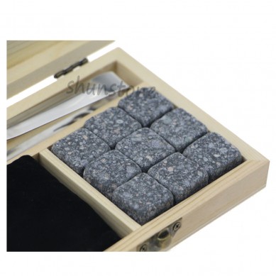 9 pcs of hot Whiskey Rock Stones Set with Ice Tongs Bestselling 9pcs Whiskey Stones Gift Set from SHUNSTONE