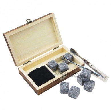 Home Party Accessaries Whiskey Stones Chilling Wine Rocks Ice Cubes Bar accessories Darker Wooden Box Whiskey Stone