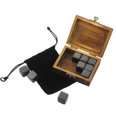 Wholesale Absolute Black polished Whisky Chilling Cubes Best Gift Whiskey Stones Gift Set with your own Brand