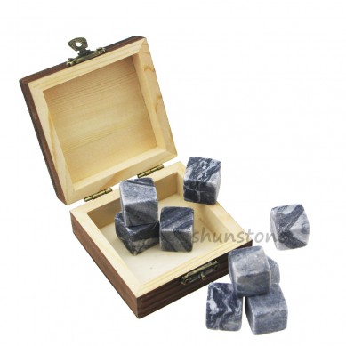 2019 New Hottest Whisky Wine Stone Ice Cube Ice 9 pcs of Wine Chilling Rocks Whiskey Stone Set Gift Wood Box Package Novelty Wine Gifts