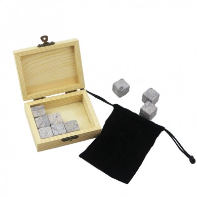 High quantity 9 pcs of Whiskey Stones Gift Set in wood box Great Father’s Day Gift
