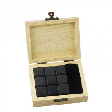 Log colour popular chilling stone kit 9 pcs of p[olish Mongolia Black Whisky Stones Rocks Whiskey Wine Tea Drink Cooler Cooling Ice Cube Reusable ice cubes for drinks