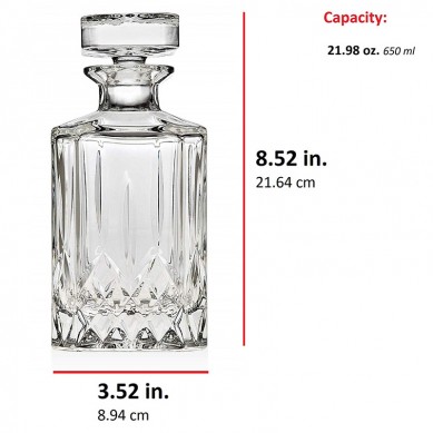 Crystal Decanter for LiquorCapacity 24 Oz With Square Stopper Packaged in Gift Box