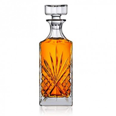 Decantador de cristal para licor, whisky, bourbon, 25 oz, diseño de corte irlandés sin plomo