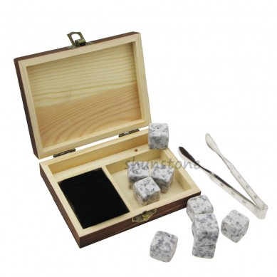 9 pcs of popular Chilling Whiskey Stones with Color Wooden Box and Velvet bags Wine Gifts Bar Accessories