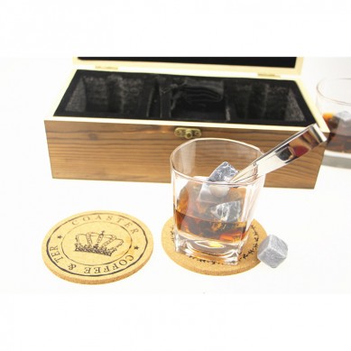 Viski Kivet ja viskilasi Gift Boxed Set 8 Graniitti Jäähdytys viski Rocks ja 2 kristallia räätälöityjä puinen laatikko
