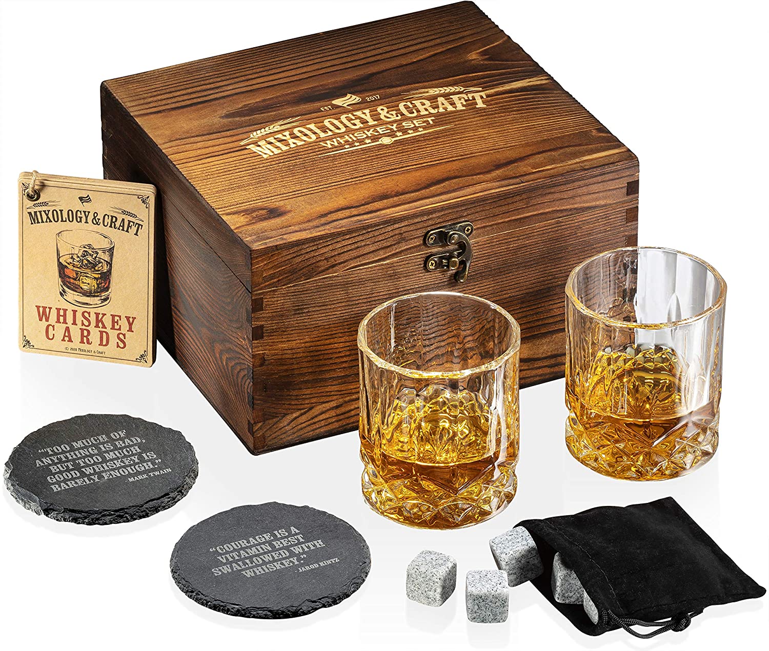 Factory source Whisky Rock -  Wine gift set whiskey stone and stone coaster bar clubs Whiskey Glasses Ice Cube Set in luxury wooden box  – Shunstone