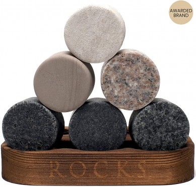 Reasonable price Reusable round shape Ice Cubes Chilling Stones by wooden tray  thickness base whisky glass gift box set