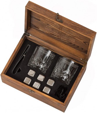 Eco-friendly and high end whiskey stone Set with metal box