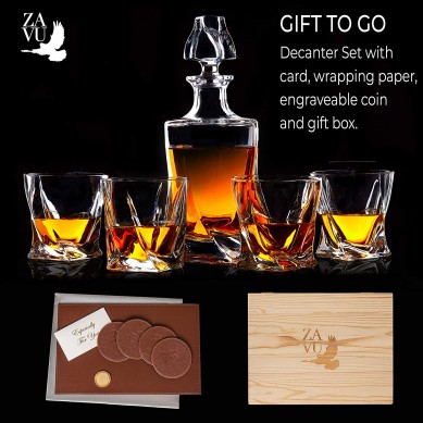 Premium Whiskey Stones With Glasses 10 oz Crystal Wine Glass whiskey decanter with Coasters