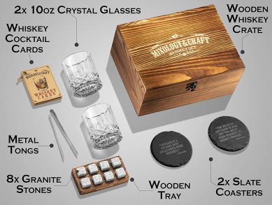 Amazon choice Whiskey Lovers Gifts For Men whiskey stone and stone coaster bar clubs Whiskey Glasses Ice Cube Set in luxury wooden box