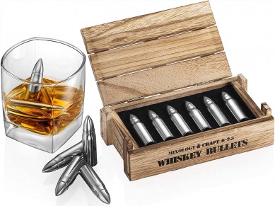 amazon choice hot selling bullet shape reused whiskey ice cube stone by army wooden box