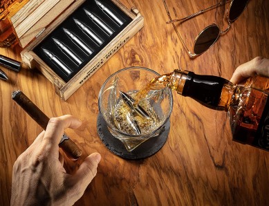 Amazon keuze roestvrij staal kogelvormige whisky stenen in een houten legerkist wijn cadeau voor mannen