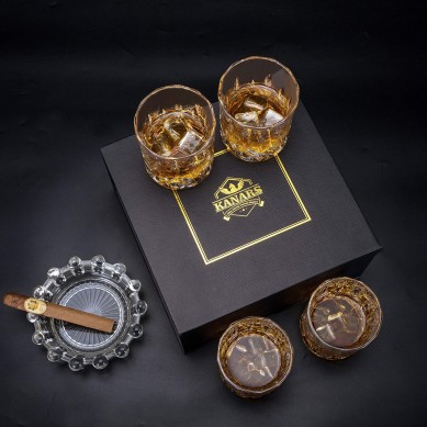 Професионална фабрика за стъкло за уиски от най-добрите чаши за вино уиски камък в луксозна подаръчна кутия за мъже