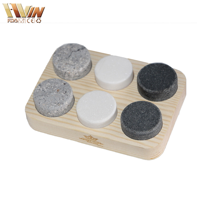 Super Purchasing for Metal Chilling Stones - Customized 6 pcs of Round whiskey stone gift set in wood box – Shunstone