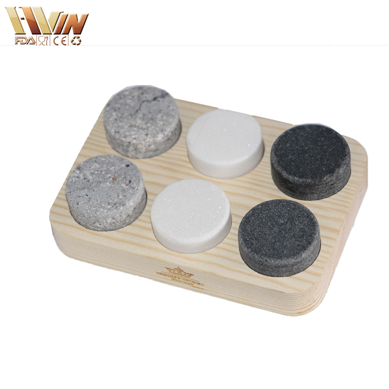 Wholesale Discount Whiskey Glass - Customized 6 pcs of Round whiskey stone gift set in wood box – Shunstone