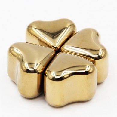 Best seeling gold color stainless steel heart Shaped whiskey stones
