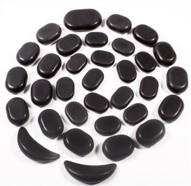 2019 trending amazon Health and Fitness Basalt lava Hot Stone Massage Kit with 33 Pieces Hot Spa Basalt Massage Stones Kit